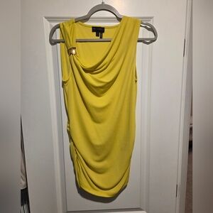 Donna Karan Yellow Sleeveless Blouse with Gold Accent